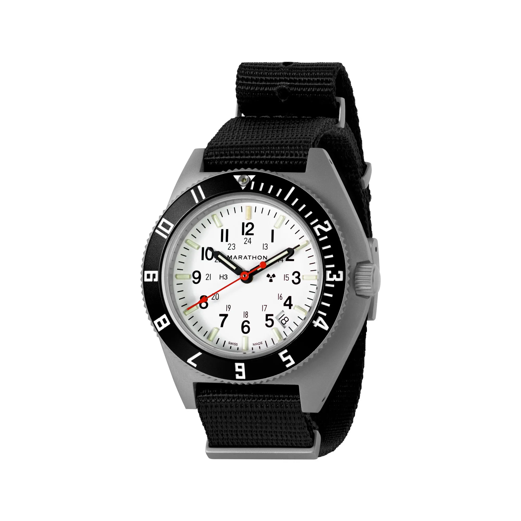 41mm Arctic Steel Navigator w/ Date (SSNAV-D) on Nylon DEFSTAN sold by Marathon Watch product image thumbnail 5