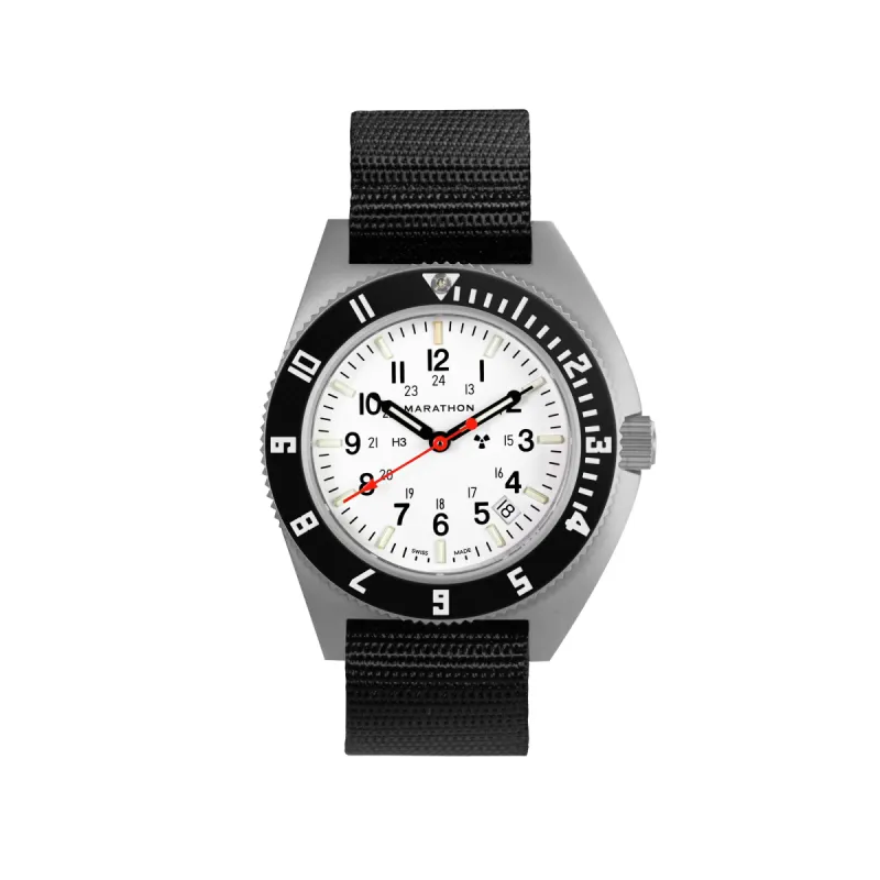 41mm Arctic Steel Navigator w/ Date (SSNAV-D) on Ballistic Nylon sold by Marathon Watch
