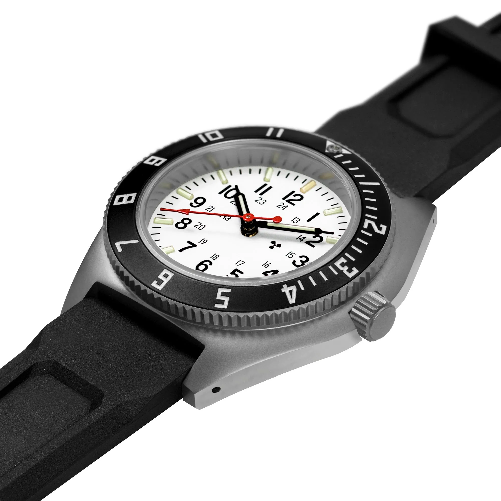 41mm Arctic Steel Navigator (SSNAV) on Black 3-Piece Rubber Strap Kit sold by Marathon Watch product image thumbnail 3