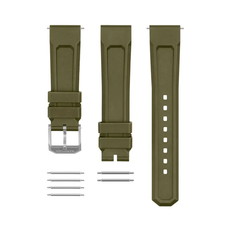 3-Piece Rubber Strap Kit, OD Green, Parkerized, 20mm sold by Marathon Watch