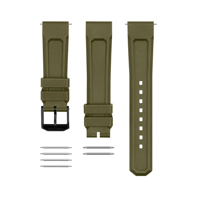 3-Piece Rubber Strap Kit, OD Green, Anthracite, 20mm sold by Marathon Watch