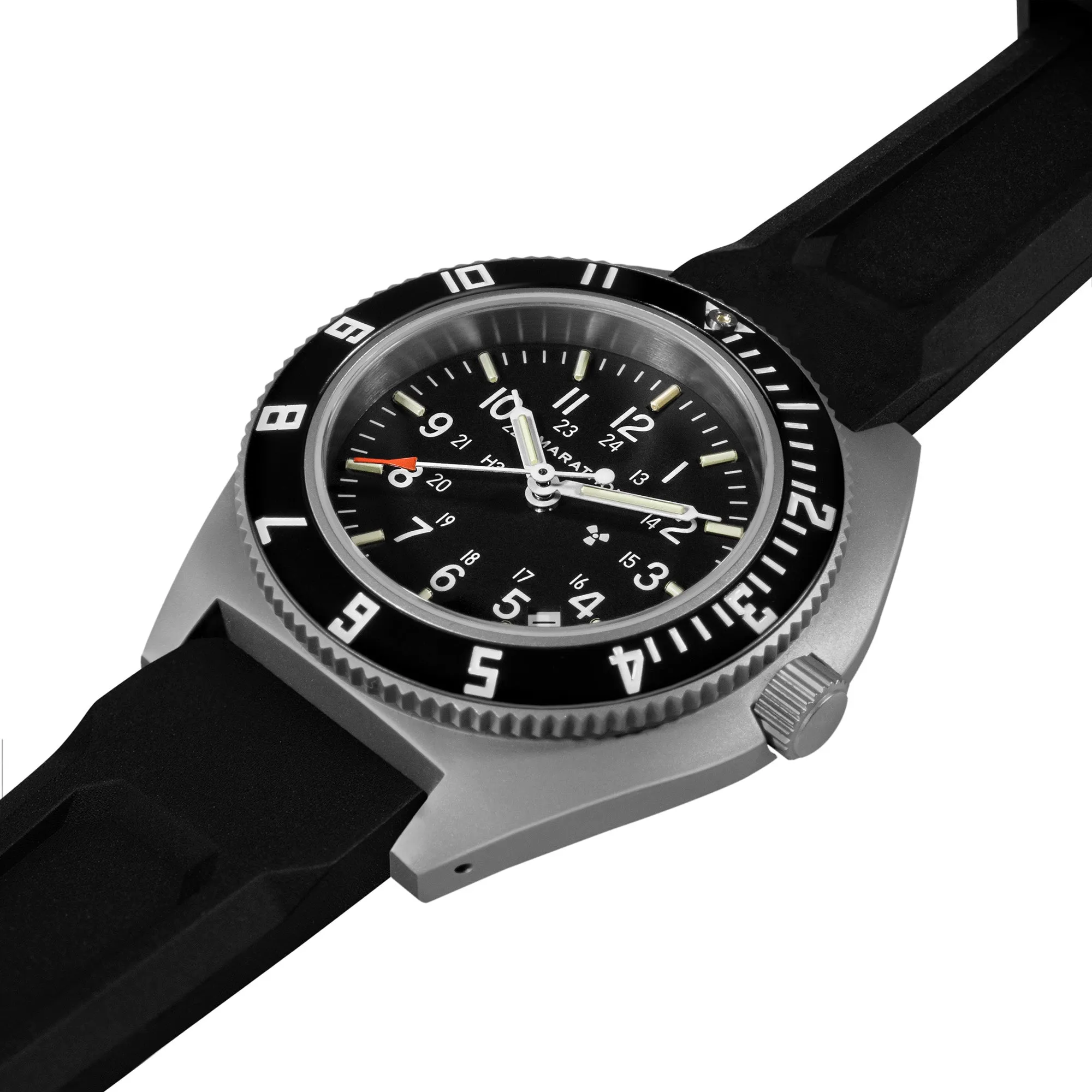 41mm Steel Navigator w/Date (SSNAV-D) on Black 3-Piece Rubber Strap Kit sold by Marathon Watch product image thumbnail 3
