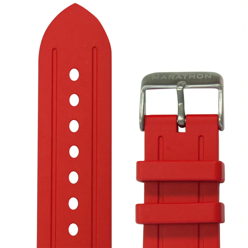 Two-Piece Rubber Dive Strap, Red, 22mm sold by Marathon Watch