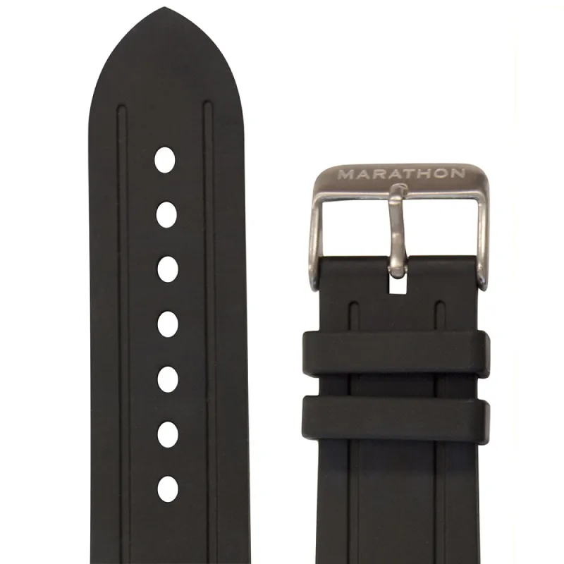 Two-Piece Rubber Dive Strap, Black, 22mm sold by Marathon Watch