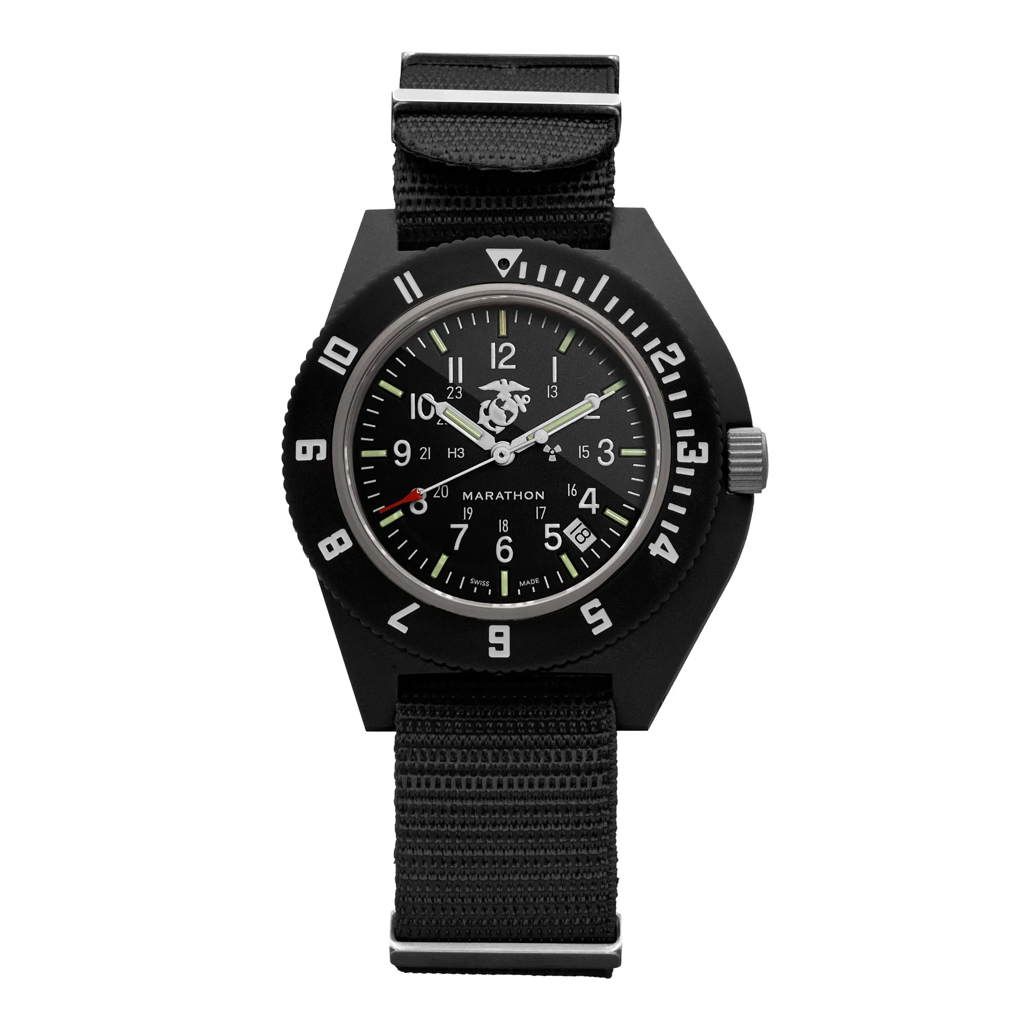 41mm Official USMC Black Pilot's Navigator with Date (Quartz) sold by Marathon Watch