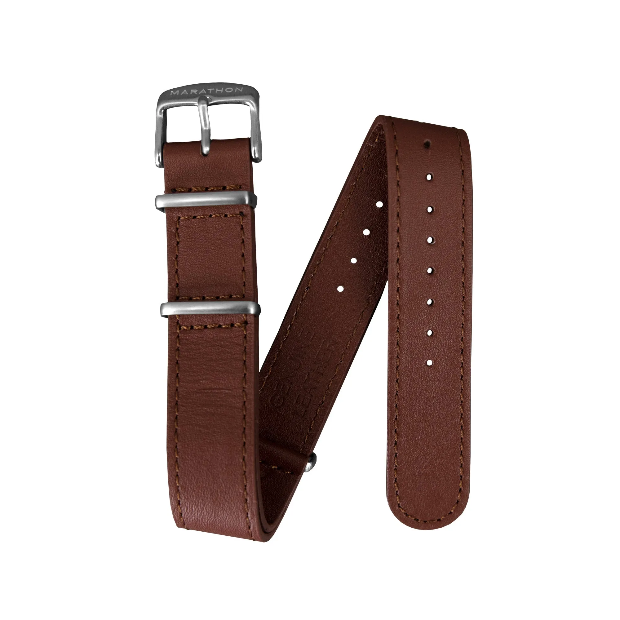 Leather DEFSTAN Strap, Dark Tan, 22mm sold by Marathon Watch product image thumbnail 3