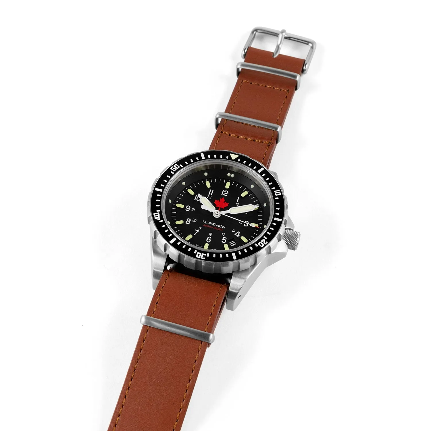 Leather DEFSTAN Strap, Dark Tan, 22mm sold by Marathon Watch product image thumbnail 2