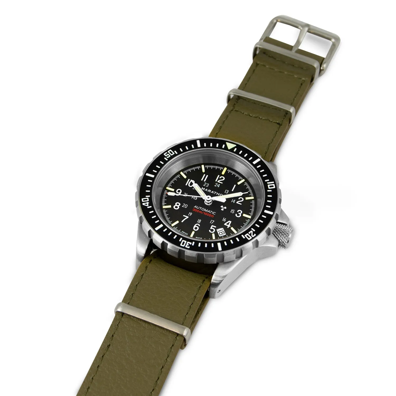 Leather DEFSTAN Strap, Olive Green, 20mm sold by Marathon Watch product image thumbnail 2