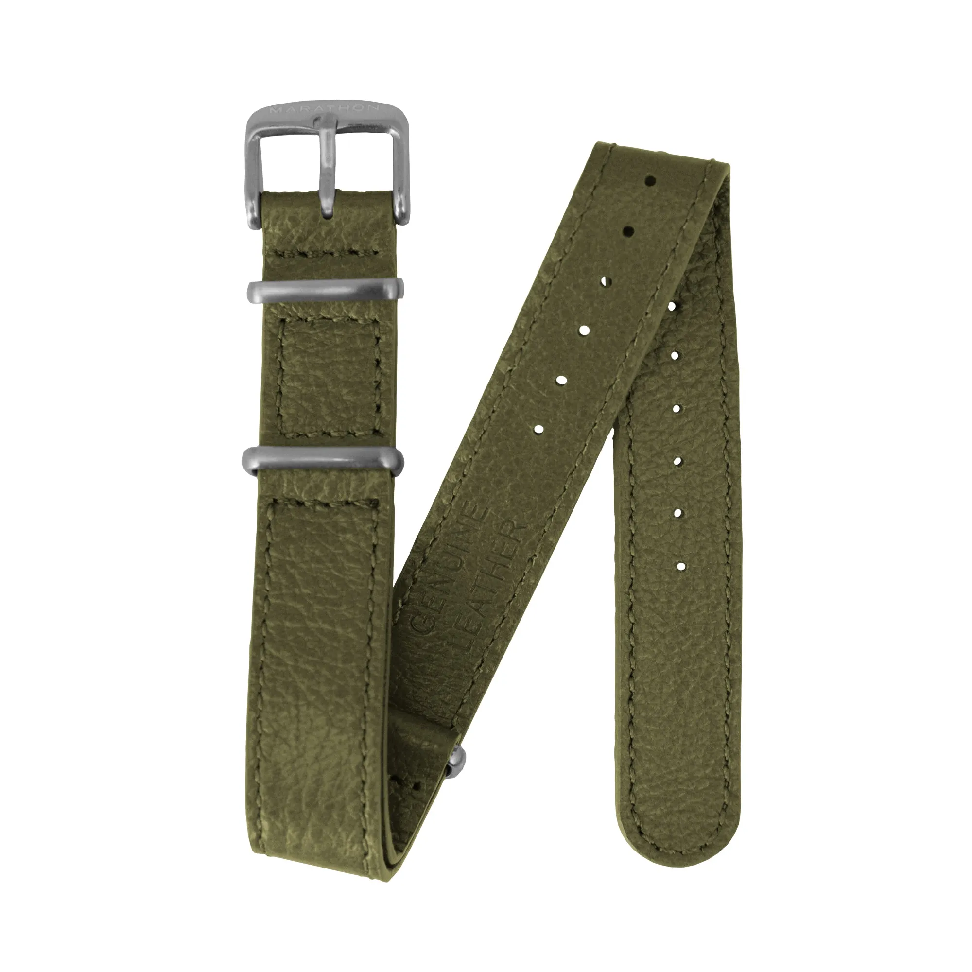 Leather DEFSTAN Strap, Olive Green, 20mm sold by Marathon Watch product image thumbnail 3