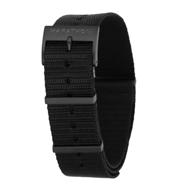 Nylon DEFSTAN Strap with Anthracite Hardware, Black, 20mm sold by Marathon Watch