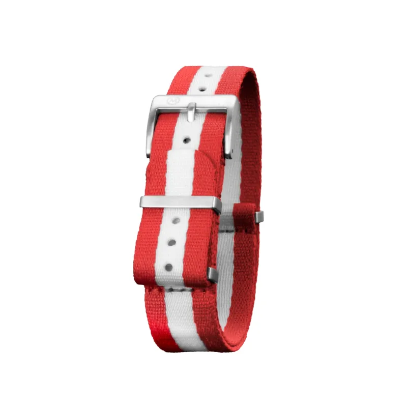 Seat-Belt Weave Nylon DEFSTAN Strap, Red & White, 20mm sold by Marathon Watch