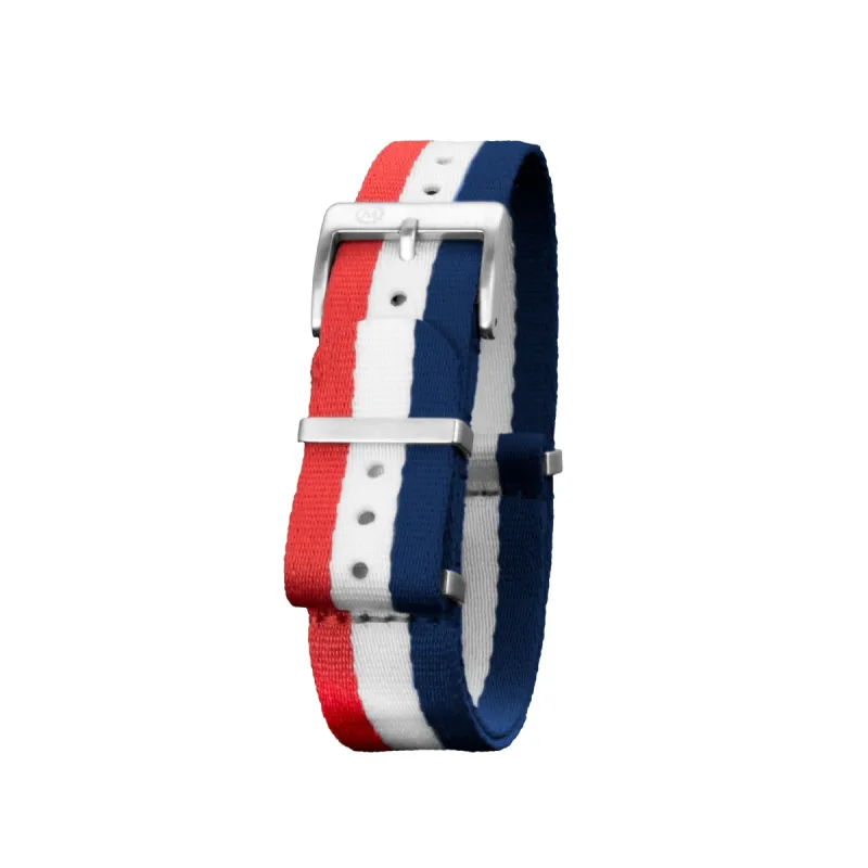 Seat-Belt Weave Nylon DEFSTAN Strap, Red, White & Blue, 20mm sold by Marathon Watch