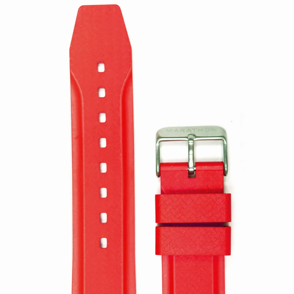 Textured Rubber Strap, Red, 22mm sold by Marathon Watch