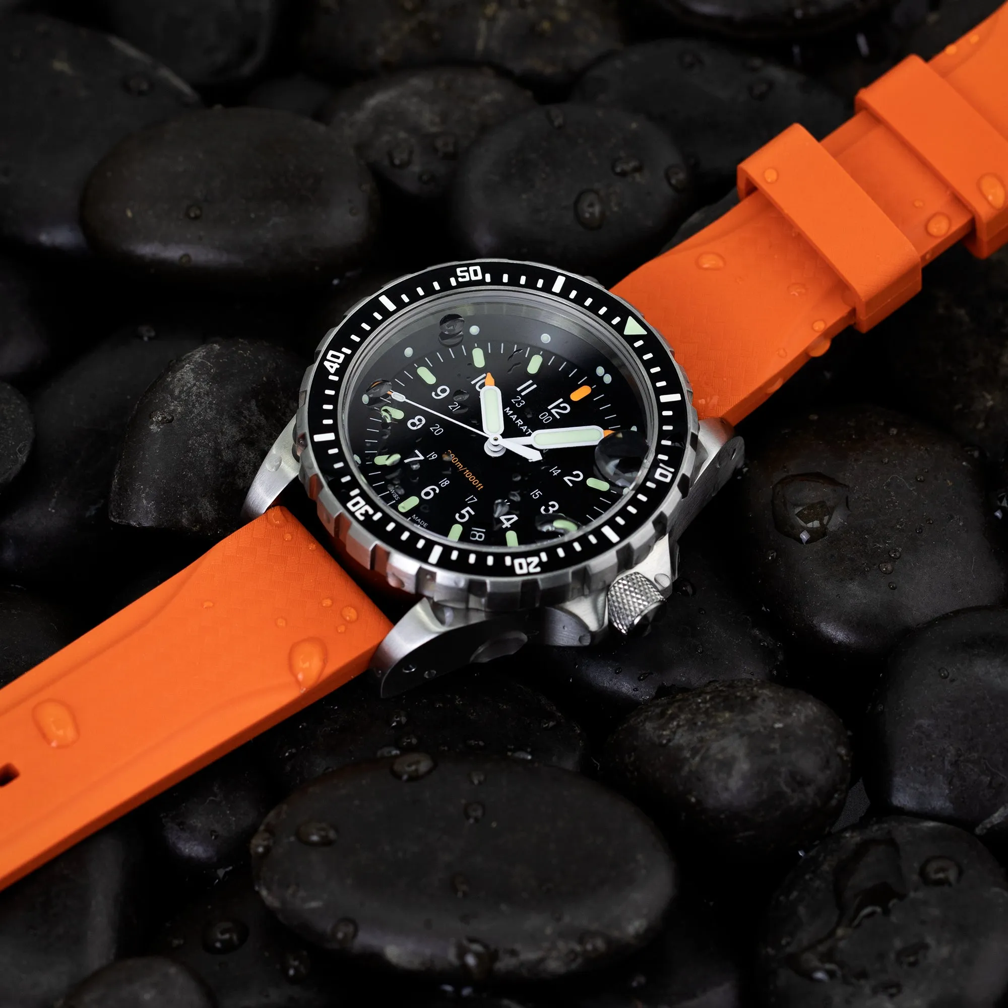 Textured Rubber Strap, Orange, 22mm sold by Marathon Watch product image thumbnail 2