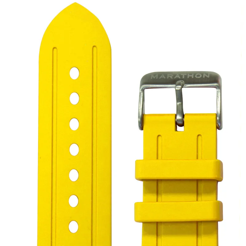 Two-Piece Rubber Dive Strap, Yellow, 22mm sold by Marathon Watch