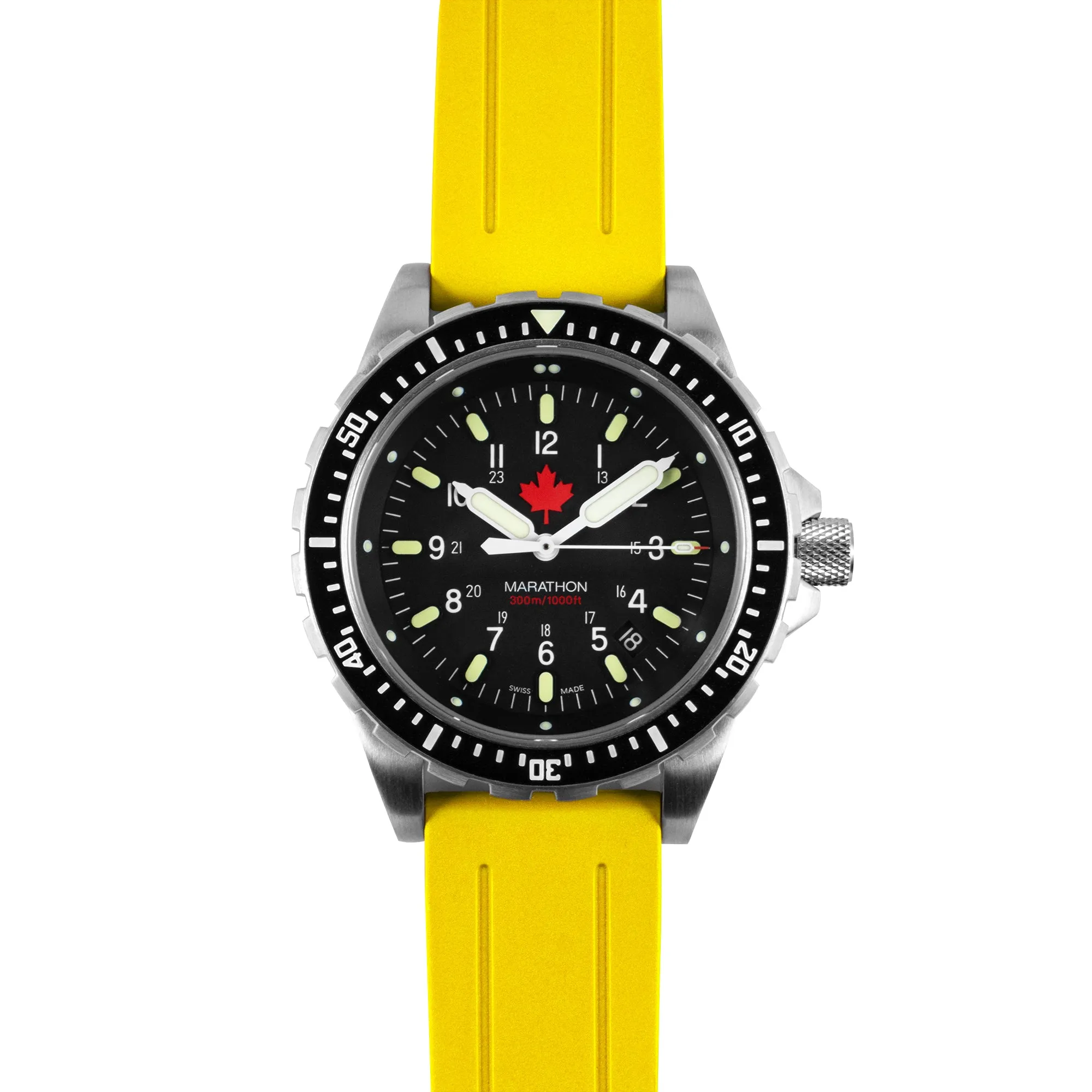 Two-Piece Rubber Dive Strap, Yellow, 22mm sold by Marathon Watch product image thumbnail 2