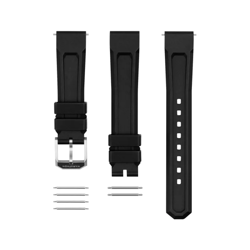 3-Piece Rubber Strap Kit, Black, 18mm sold by Marathon Watch