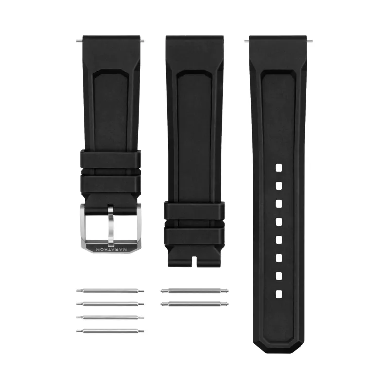 3-Piece Rubber Strap Kit, Black, 22mm sold by Marathon Watch