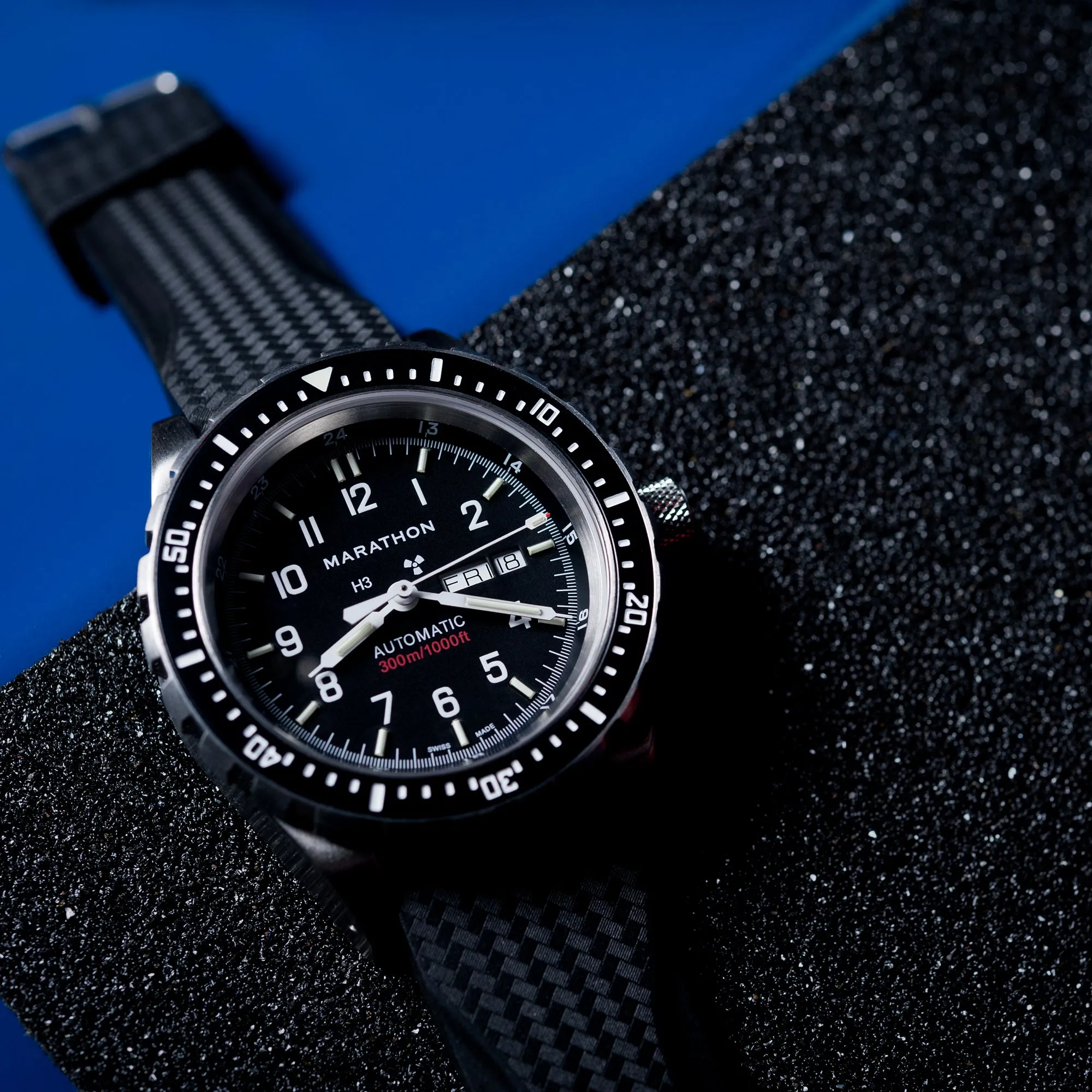 Textured Rubber Strap, Black, 22mm sold by Marathon Watch product image thumbnail 2
