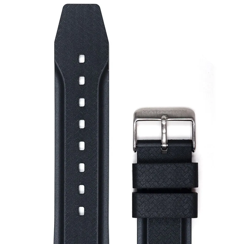 Textured Rubber Strap, Black, 22mm sold by Marathon Watch