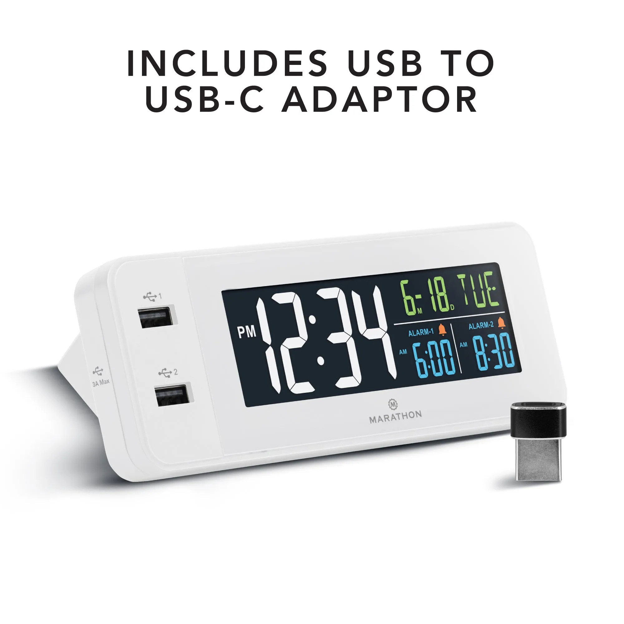 Hotel Collection - Fast Charging Dual USB-C Alarm Clock sold by Marathon Watch product image thumbnail 2