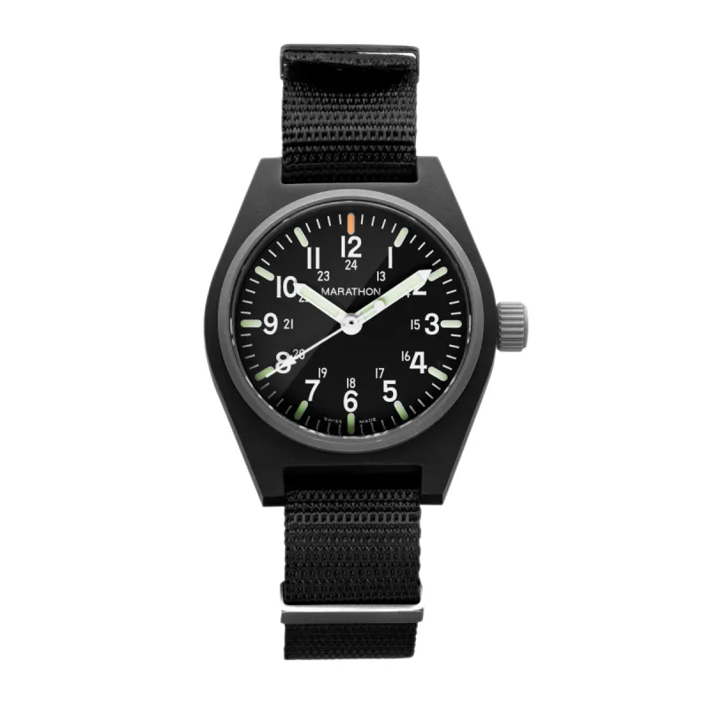 34mm Black General Purpose Quartz with MaraGlo (GPQ) sold by Marathon Watch
