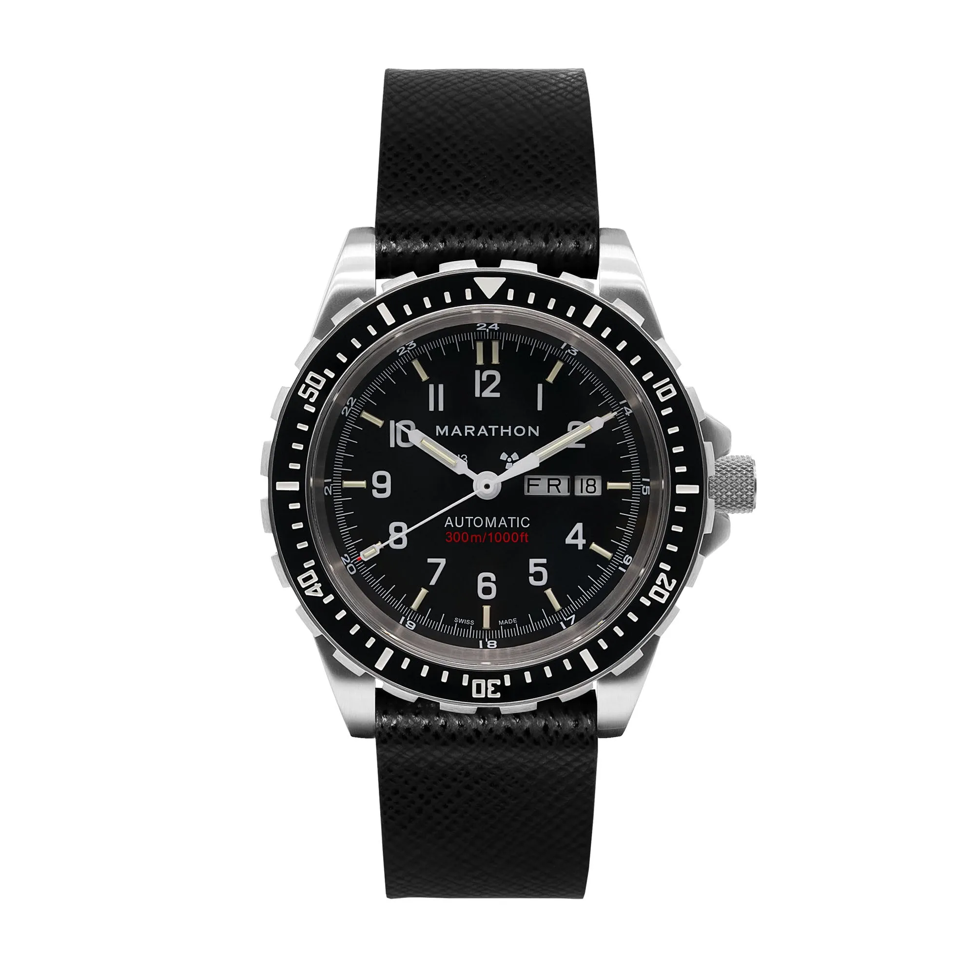 2-Piece Leather Strap, 22mm, Black, Brushed Hardware sold by Marathon Watch product image thumbnail 5