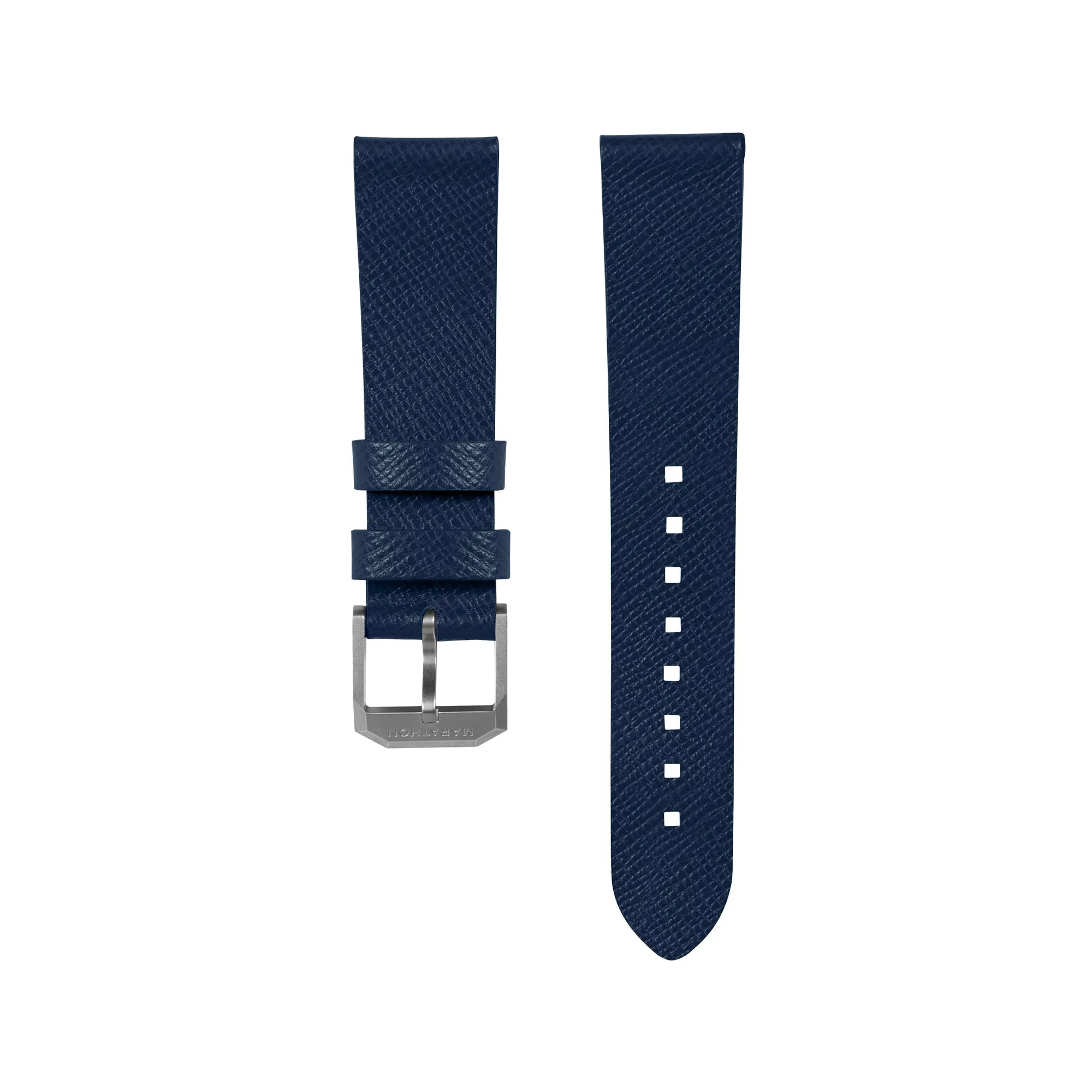 2-Piece Leather Strap, 20mm, Royal Blue, Brushed Steel Hardware sold by Marathon Watch