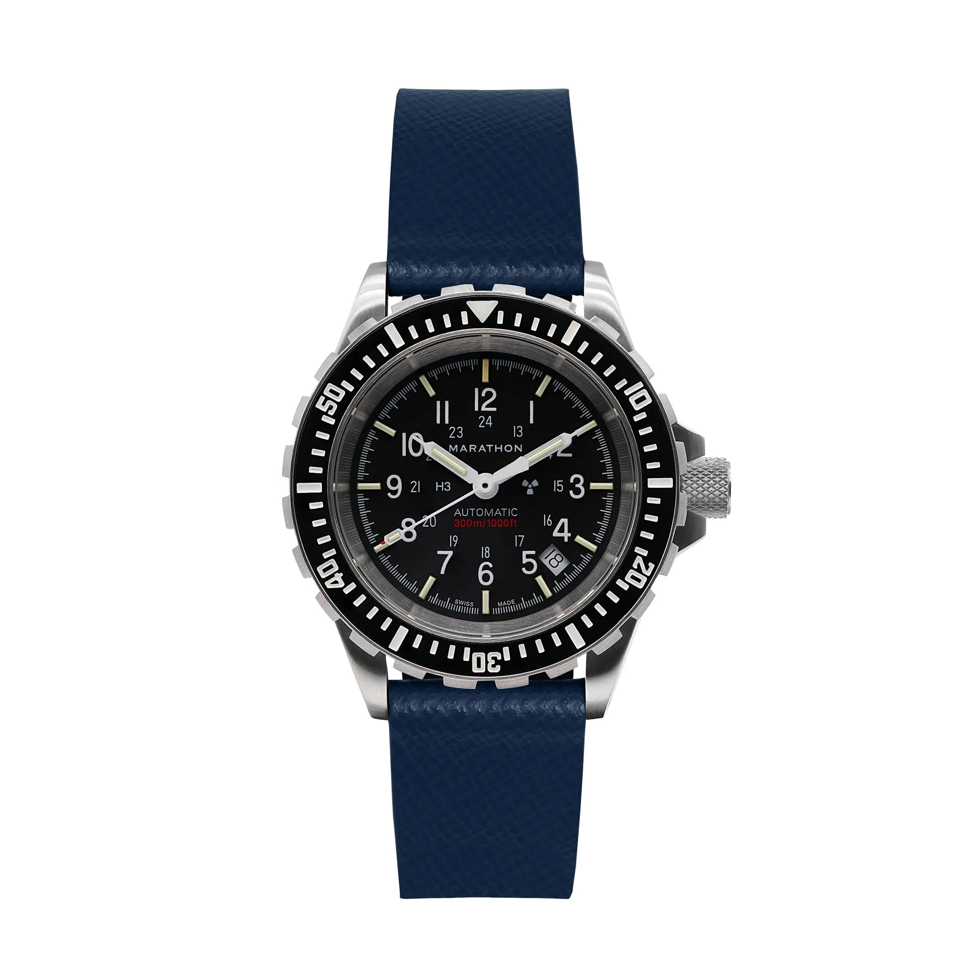 2-Piece Leather Strap, 20mm, Royal Blue, Brushed Steel Hardware sold by Marathon Watch product image thumbnail 5