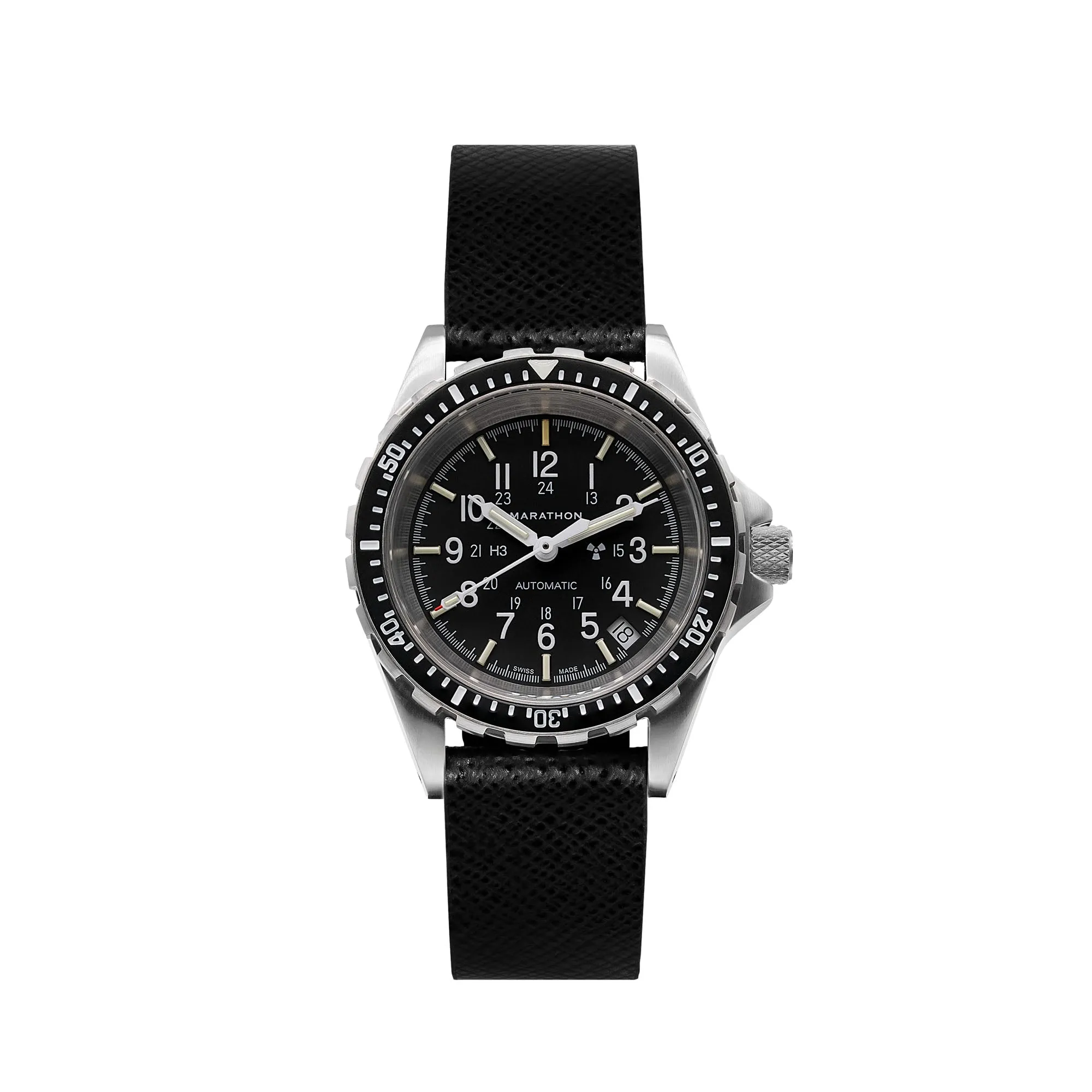 2-Piece Leather Strap, 18mm, Black, Brushed Hardware sold by Marathon Watch product image thumbnail 5