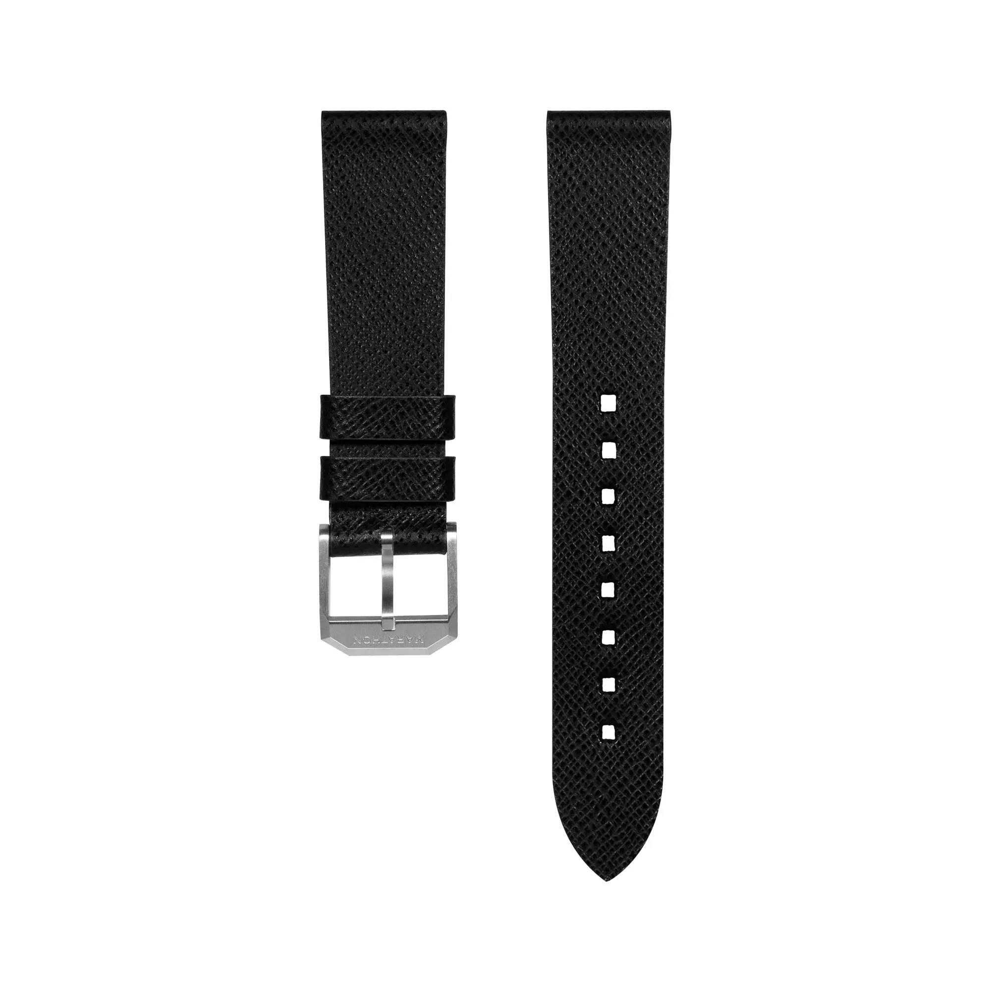 2-Piece Leather Strap, 18mm, Black, Brushed Hardware sold by Marathon Watch