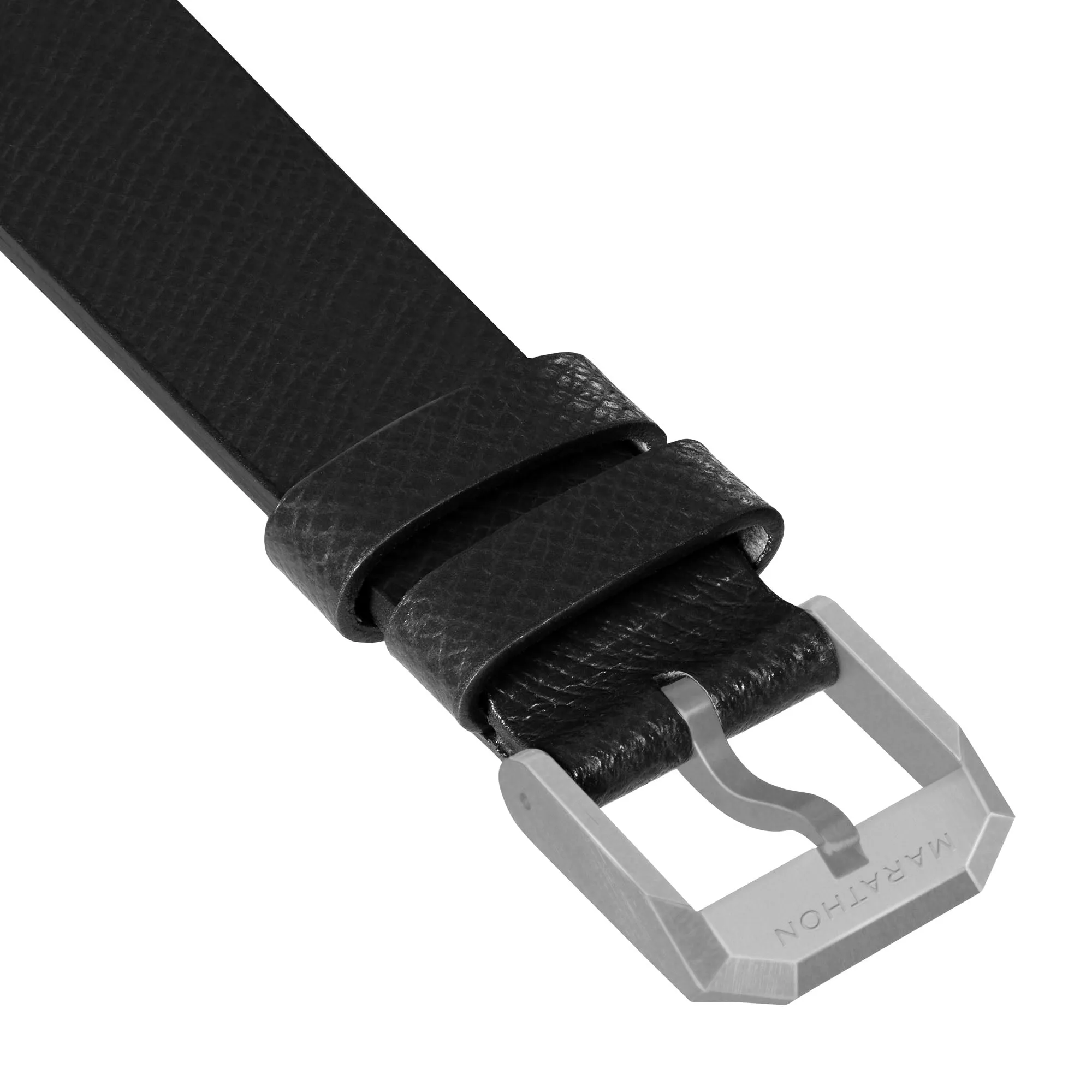 2-Piece Leather Strap, 20mm, Black, Parkerized Hardware sold by Marathon Watch product image thumbnail 2