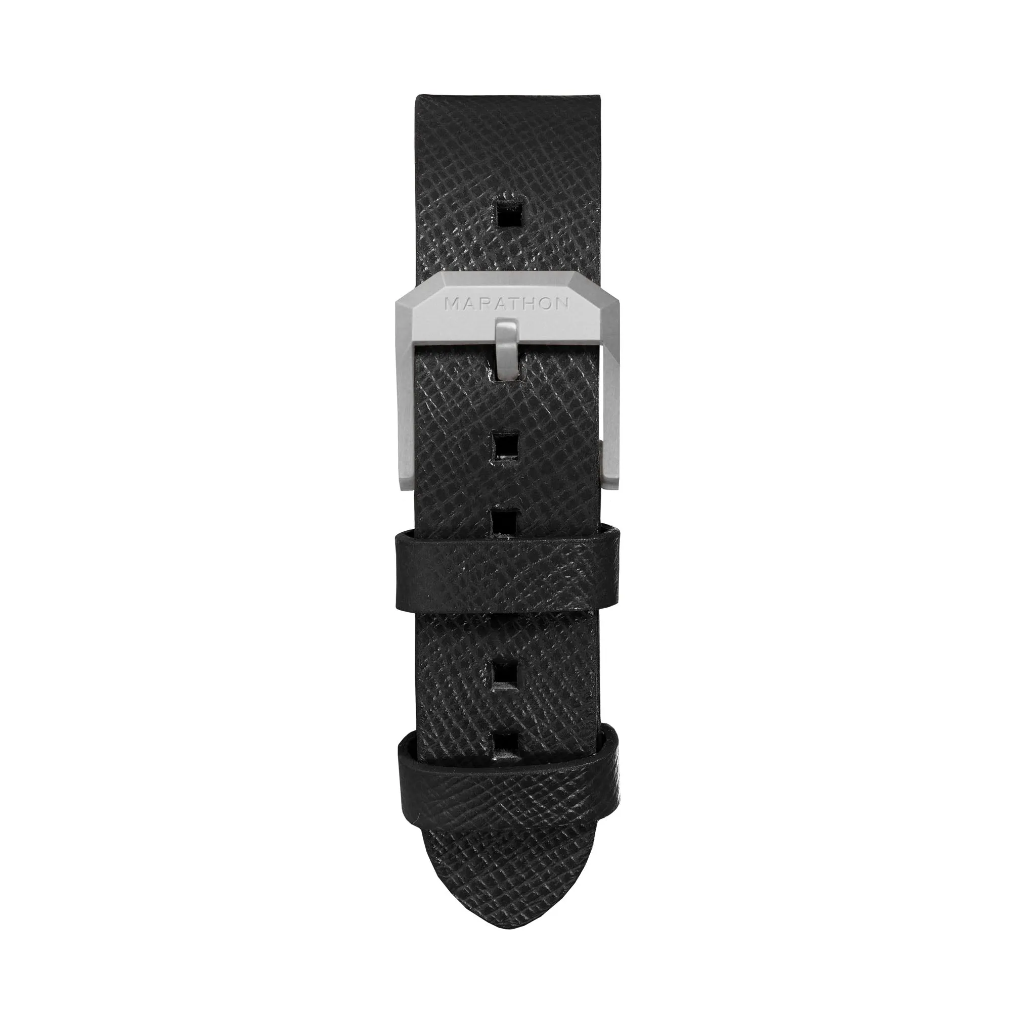 2-Piece Leather Strap, 20mm, Black, Parkerized Hardware sold by Marathon Watch product image thumbnail 3
