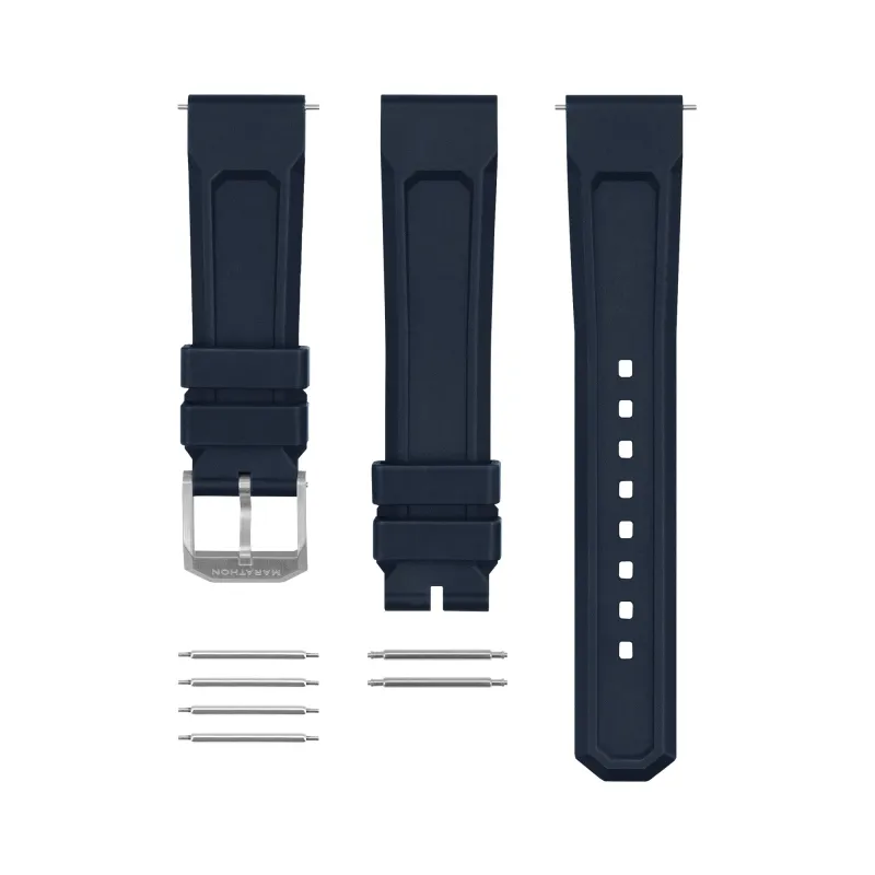 3-Piece Rubber Strap Kit, Blue, Parkerized, 20mm sold by Marathon Watch