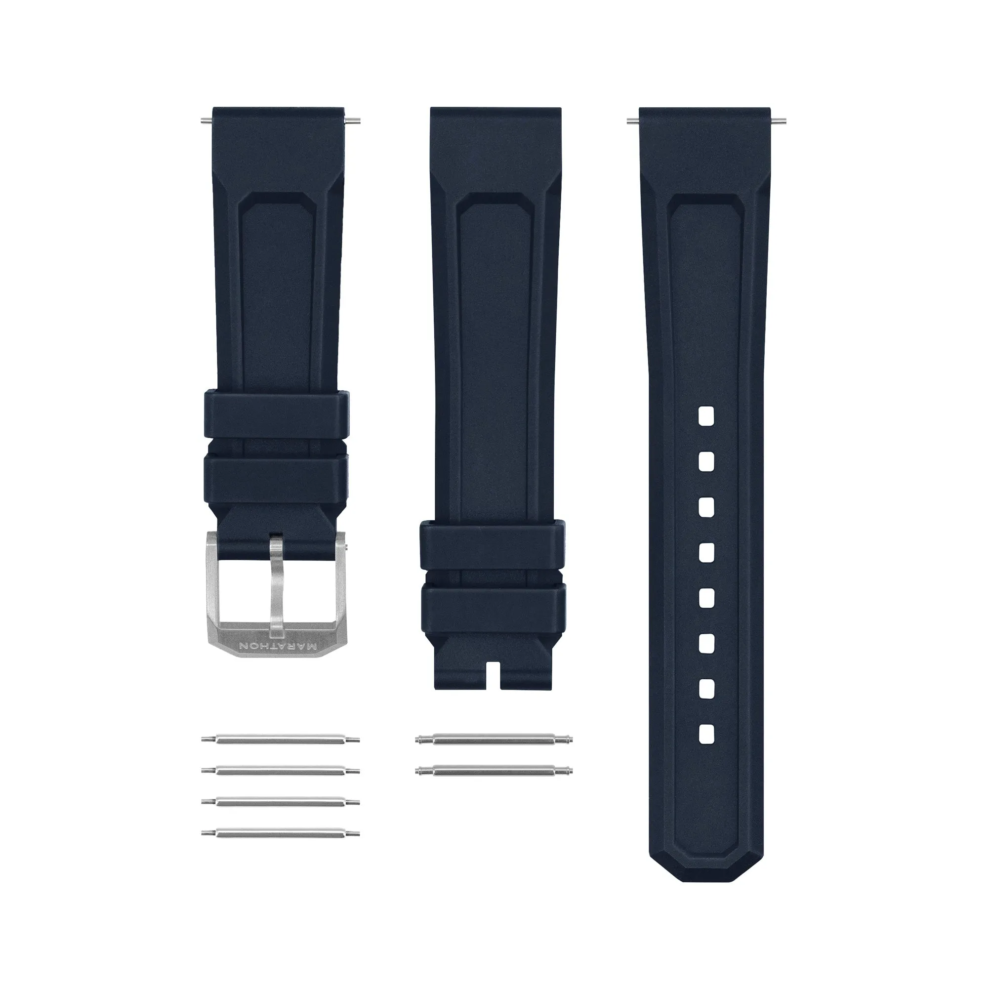 3-Piece Rubber Strap Kit, Blue, Parkerized, 20mm sold by Marathon Watch