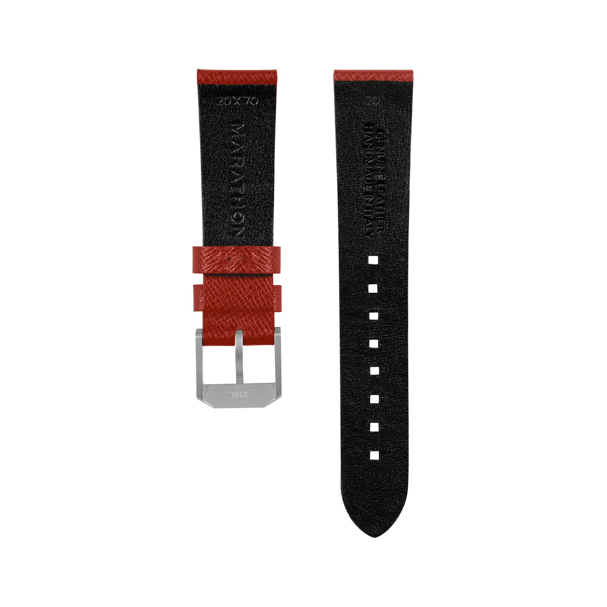 2-Piece Leather Strap, 20mm, Senate Red, Parkerized Hardware sold by Marathon Watch product image thumbnail 2