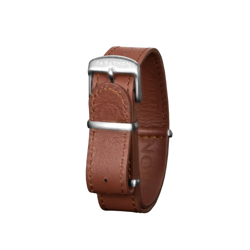 Leather DEFSTAN Strap, Dark Tan, 18mm sold by Marathon Watch