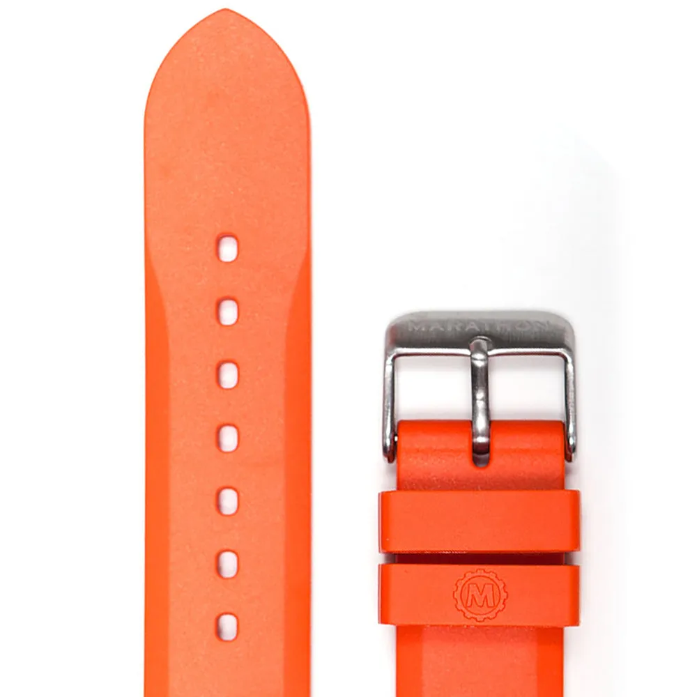 Two-Piece Rubber Dive Strap, Orange, 20mm sold by Marathon Watch