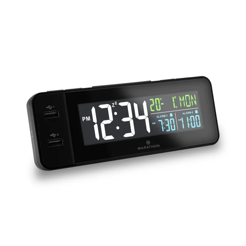 Hotel Collection - Fast Charging Dual USB-C Alarm Clock (Black) sold by Marathon Watch