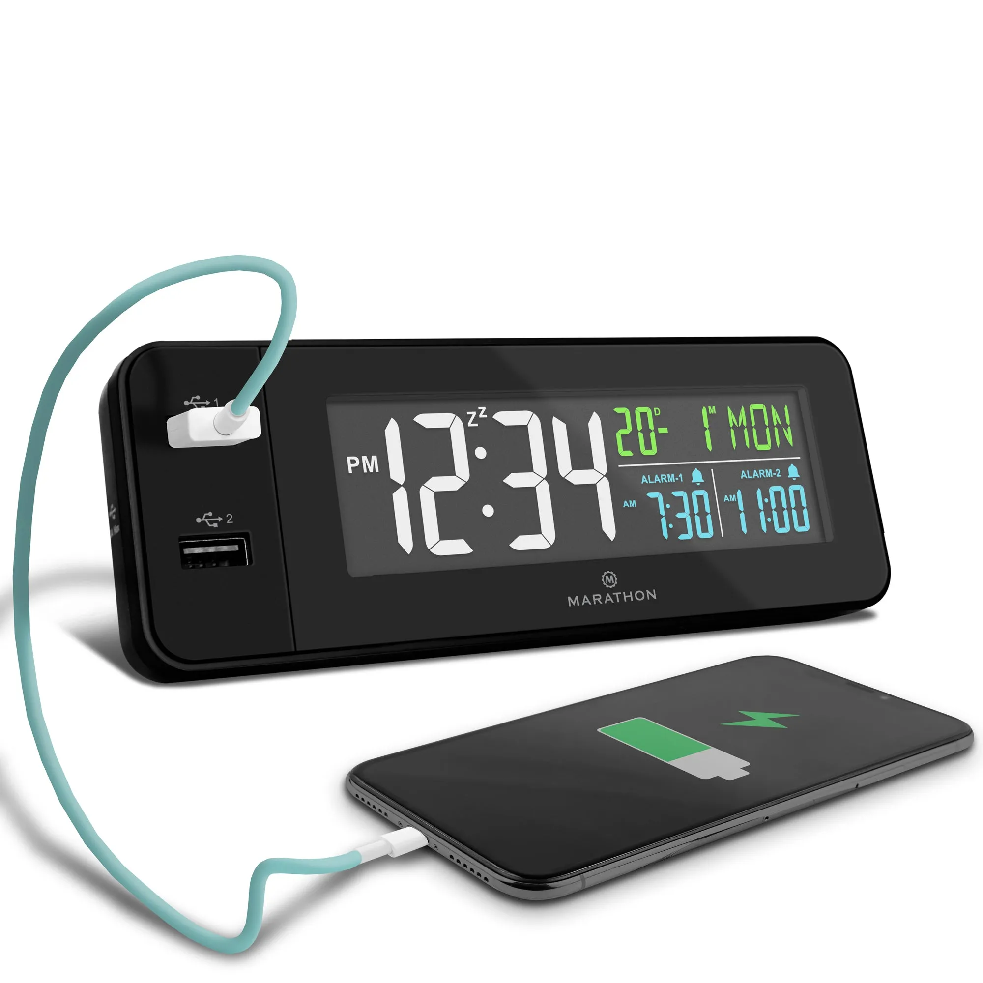 Hotel Collection - Fast Charging Dual USB-C Alarm Clock (Black) sold by Marathon Watch product image thumbnail 4