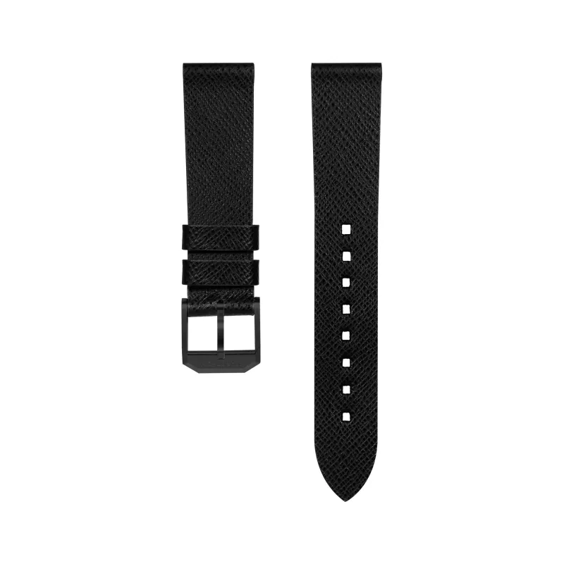 2-Piece Leather Strap, 18mm, Black, Anthracite Hardware made by Marathon Watch