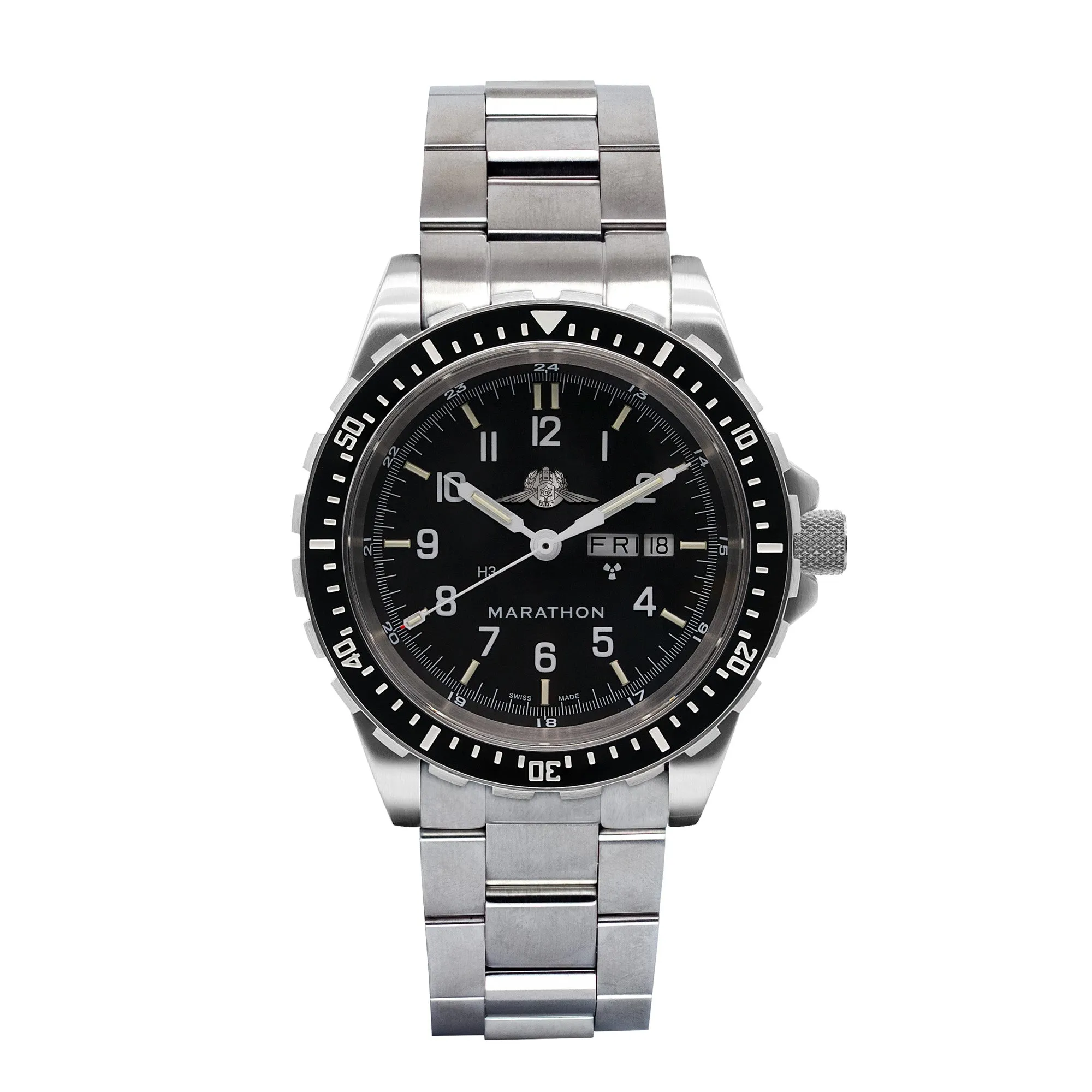 46mm Official YAMAM™ Jumbo Day/Date Automatic (JDD) with Stainless Steel Bracelet sold by Marathon Watch
