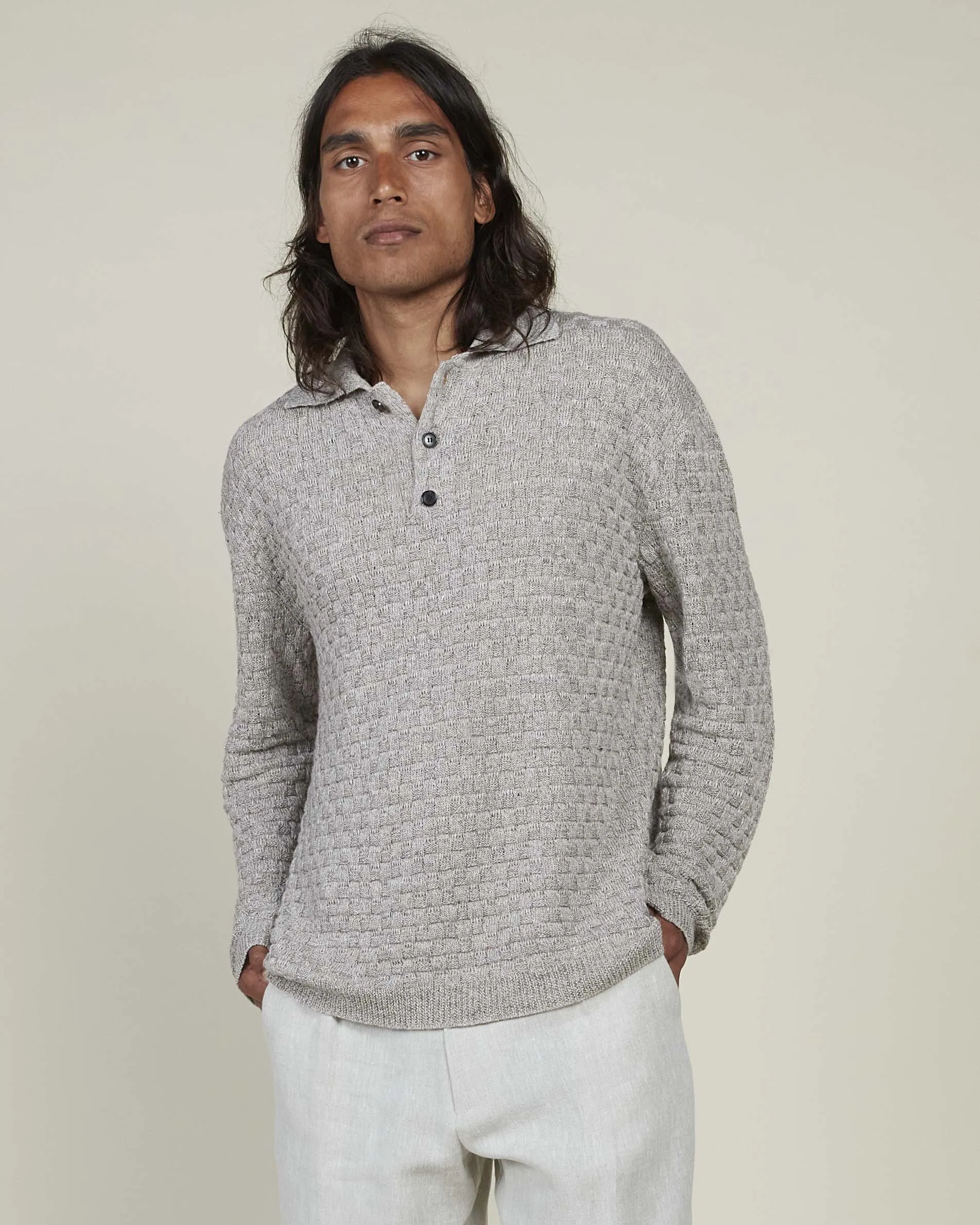Seymour Sweater in linen and merino wool sold by Mark the Tailor