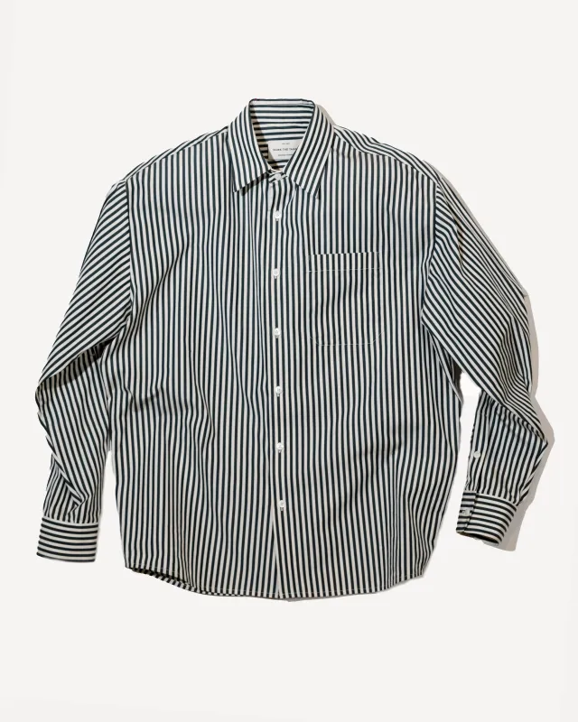 Statler Shirt in Heritage Green Stripe sold by Mark the Tailor