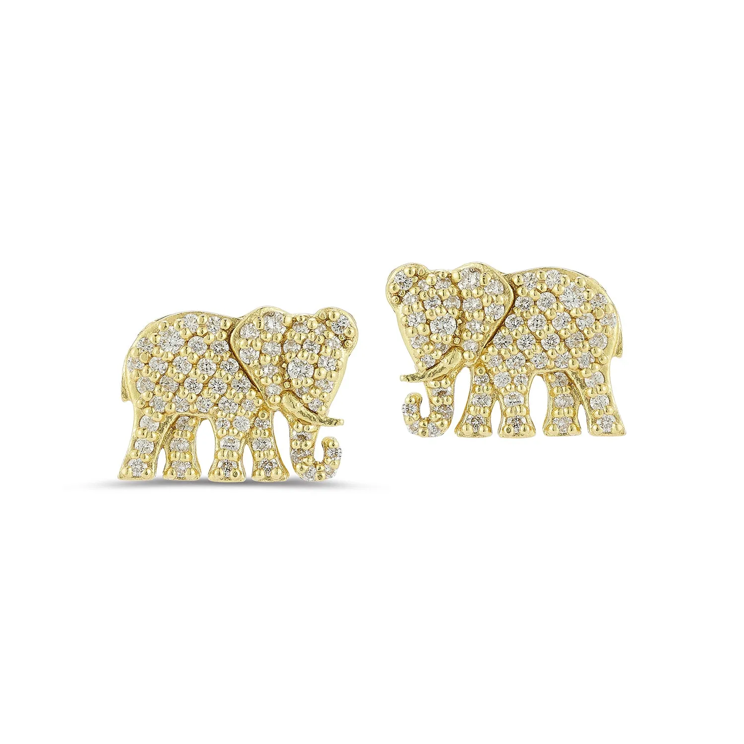 Medium Elephant Diamond Stud Earrings sold by Tanya Farah
