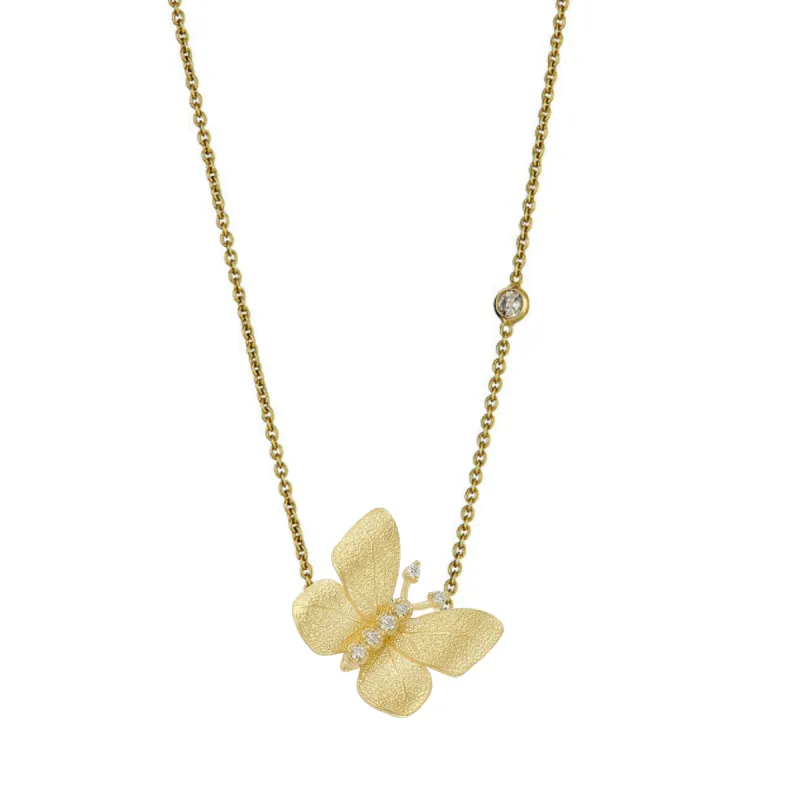 Small Textured Gold Leaf Butterfly Necklace sold by Tanya Farah