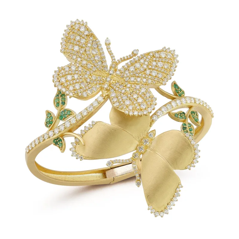 Kissing Butterflies Diamond Bypass Cuff sold by Tanya Farah