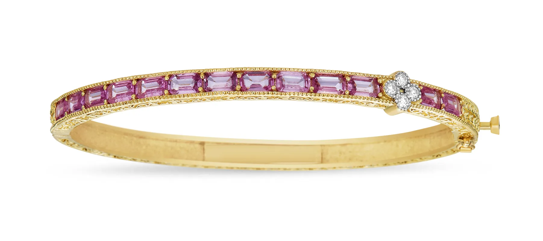 1 Cluster Pink Sapphire & Diamond Bangle sold by Tanya Farah