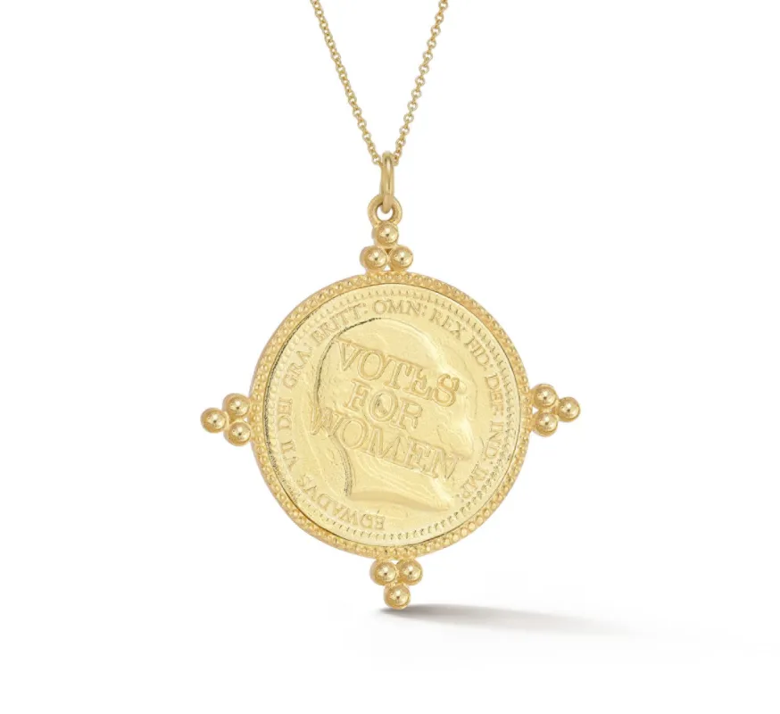 Suffragette ' Votes for Women' Gold Coin Charm sold by Tanya Farah