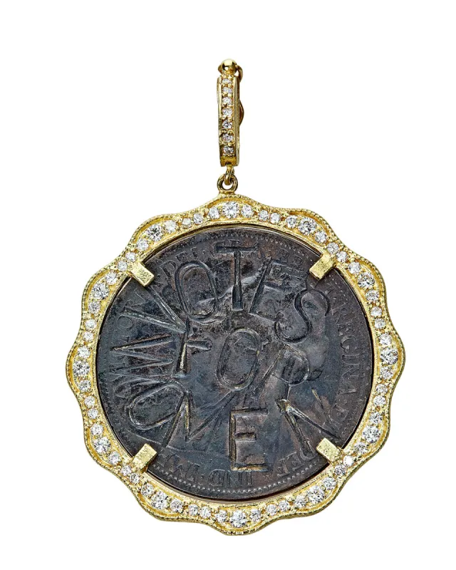 Vintage Suffragette Coin Diamond Scallop Bezel Enhancer sold by Tanya Farah